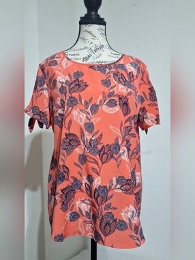 Banana Republic Coral Floral Short-Sleeve Tunic